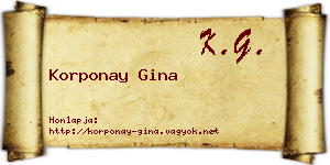 Korponay Gina névjegykártya